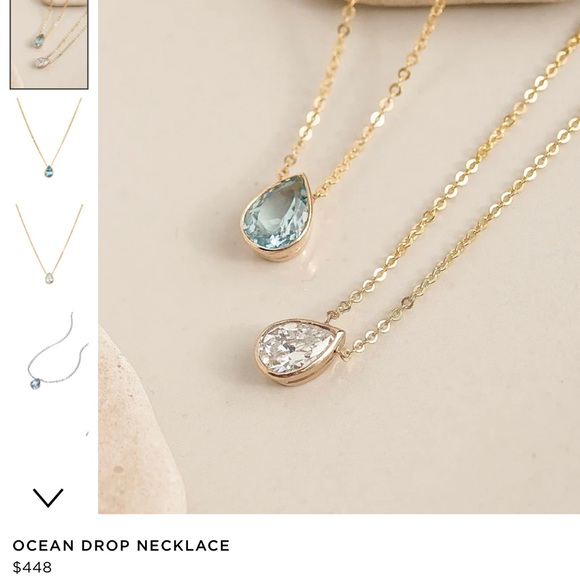 James Michelle Ocean Drop 14K Gold Necklace in Blue Aquamarine - Picture 3 of 8